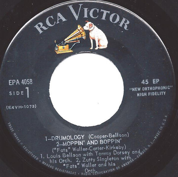 Buddy* ... Lou* ... Hamp* ... Zutty* : Drumology  (7", EP, Comp, Mono)