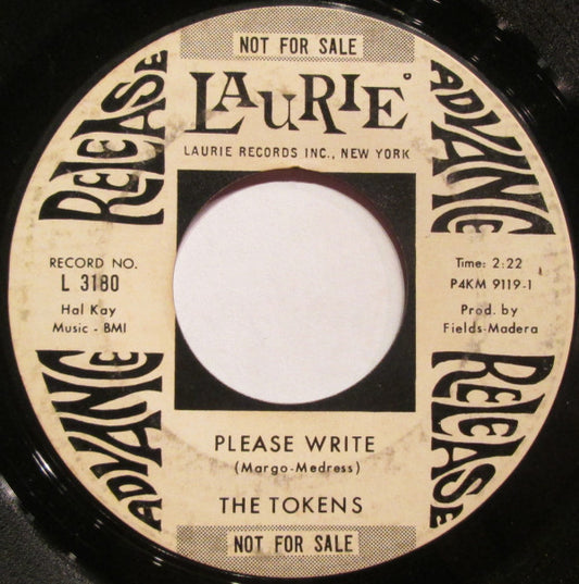 The Tokens : I'll Always Love You / Please Write (7", Promo)