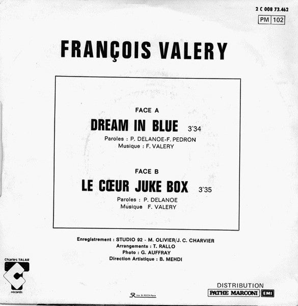 François Valéry Et Sophie Marceau : Dream In Blue (7", Single, Gre)