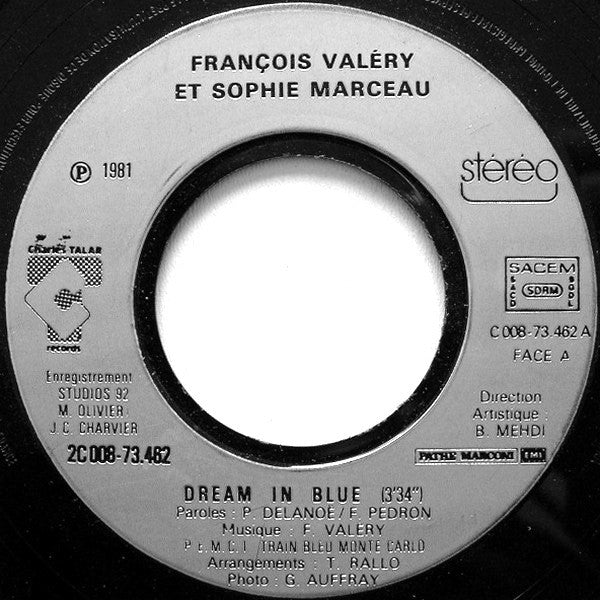 François Valéry Et Sophie Marceau : Dream In Blue (7", Single, Gre)