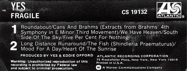Yes : Fragile (Cass, Album, RE)