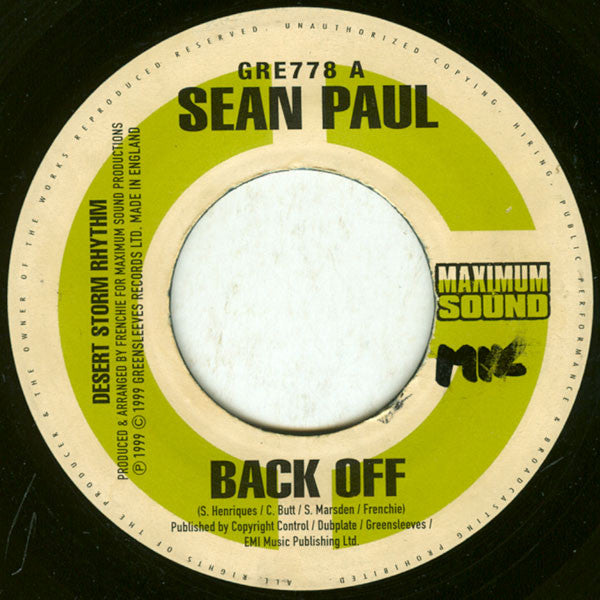 Sean Paul / Future Troubles : Back Off / Knocking At Your Door (7")