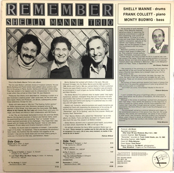 Shelly Manne Trio : Remember (LP, Album)