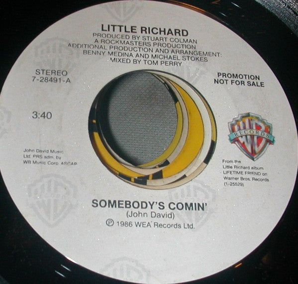 Little Richard : Somebody's Comin' (7", Promo)