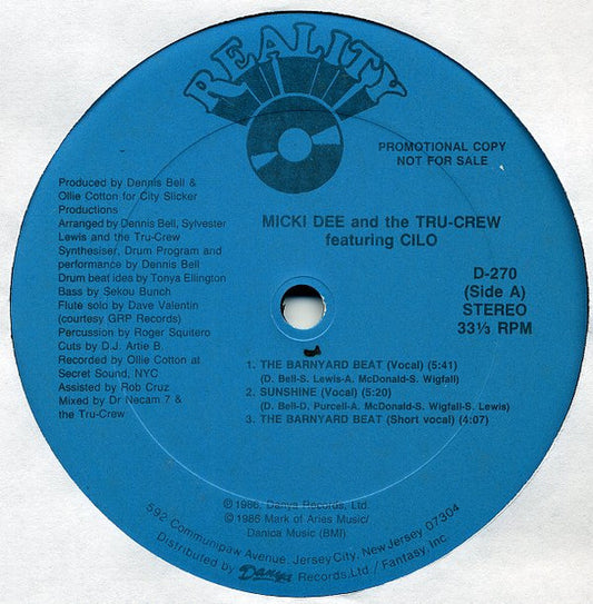 Micki Dee And The Tru-Crew Featuring Cilo : The Barnyard Beat (12", Promo)