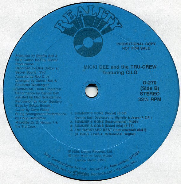 Micki Dee And The Tru-Crew Featuring Cilo : The Barnyard Beat (12", Promo)