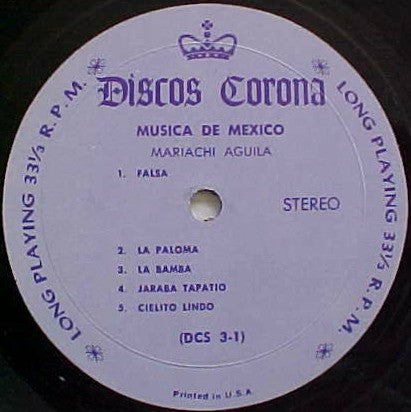 Mariachi Aguila : Musica De Mexico (LP, Album)
