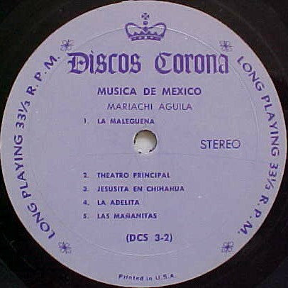 Mariachi Aguila : Musica De Mexico (LP, Album)