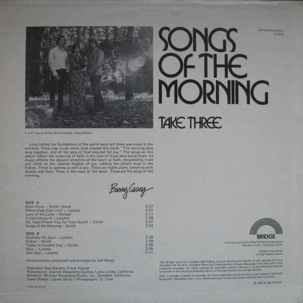 Take Three (2) : Songs Of The Morning (LP, Album)