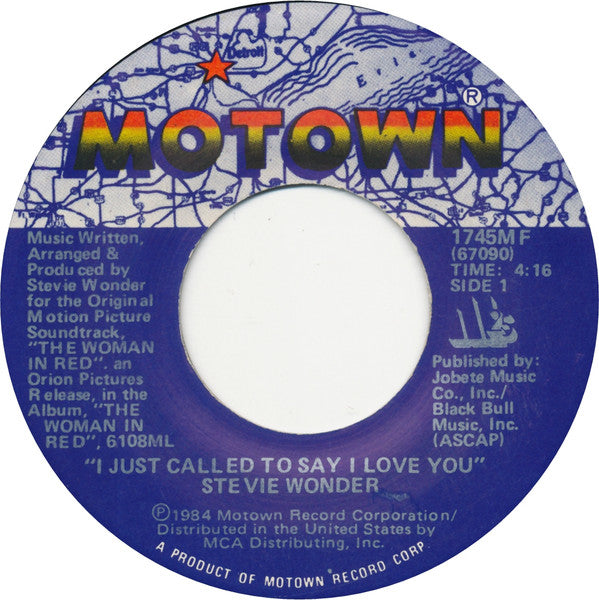 Stevie Wonder : I Just Called To Say I Love You (7", Single)