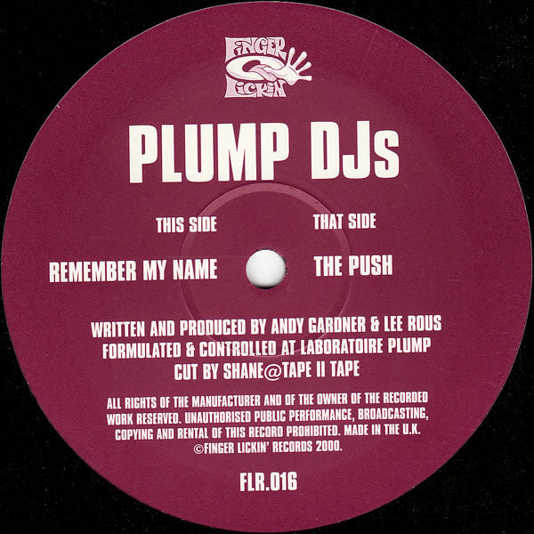 Plump DJs : The Push / Remember My Name (12")