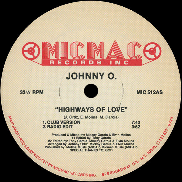 Johnny O.* : Highways Of Love (12")