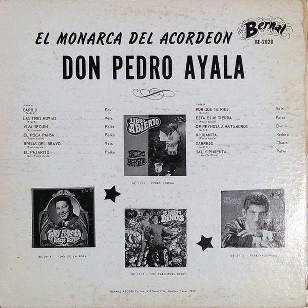 Pedro Ayala : "El Monarca" Del Acordeon (LP, Album)