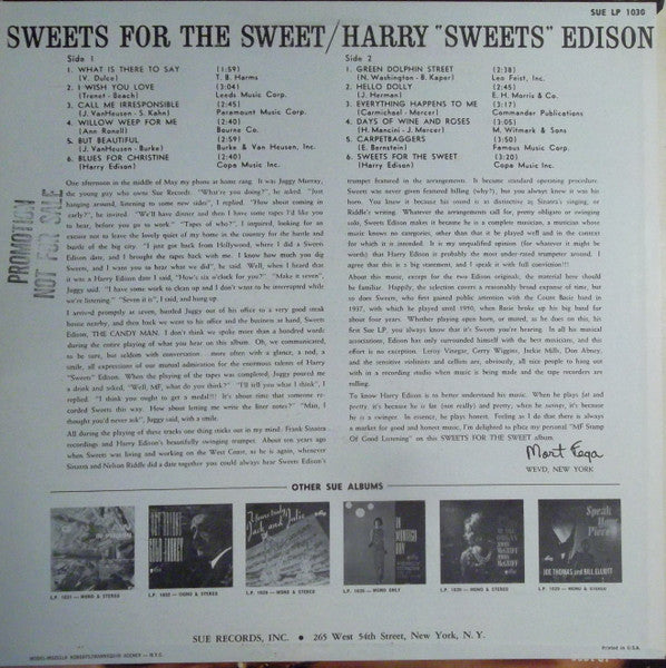 Harry Edison : "Sweets" For The Sweet (LP, Album)