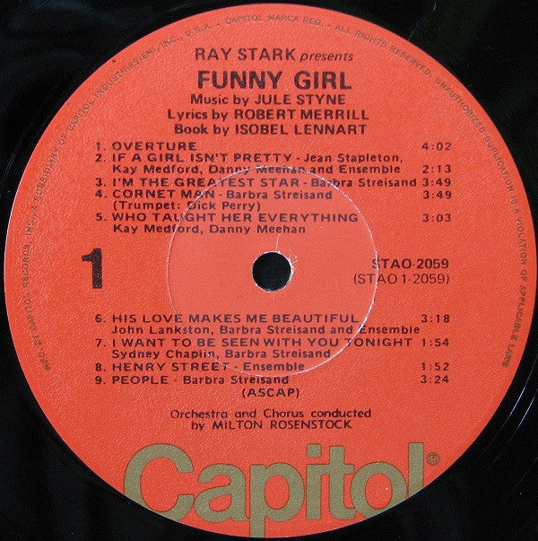 Ray Stark Presents Barbra Streisand, Sydney Chaplin : Funny Girl (Original Broadway Cast) (LP, Album, RE, Los)