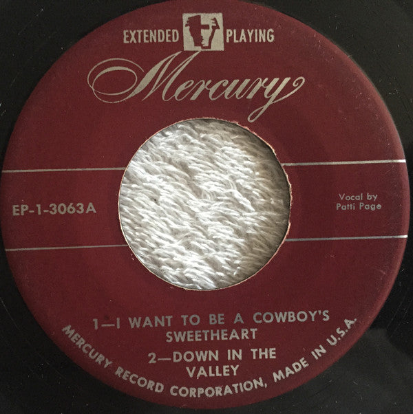 Patti Page : I Want To Be A Cowboy's Sweetheart (7", EP)