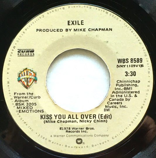 Exile (7) : Kiss You All Over (7", Single, RP, Styrene, All)