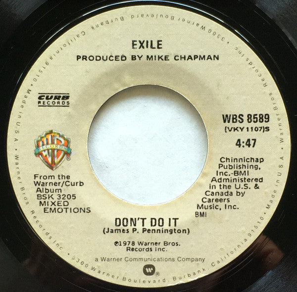 Exile (7) : Kiss You All Over (7", Single, RP, Styrene, All)