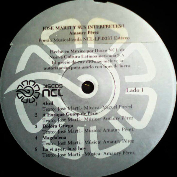 Amaury Pérez : Jose Marti Y Sus Interpretes/1 (LP, Album, Gre)