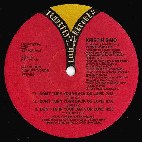 Kristin Baio : Don't Turn Your Back On Love (12", Promo)