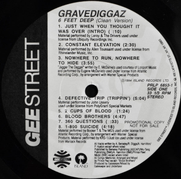 Gravediggaz : 6 Feet Deep (LP, Album, Promo, Cle)