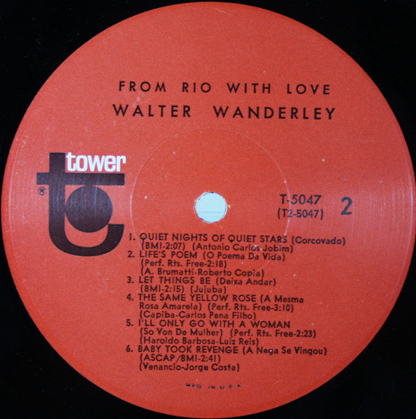 Walter Wanderley : From Rio With Love (LP, Album, Mono, Scr)