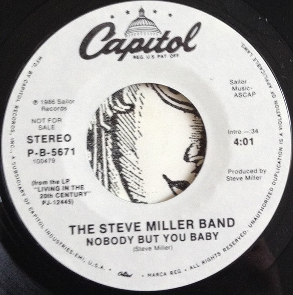 Steve Miller Band : Nobody But You Baby (7", Single, Promo)