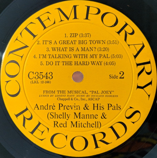 André Previn & His Pals : Modern Jazz Performances Of Songs From Pal Joey (LP, Album, Mono, RE)
