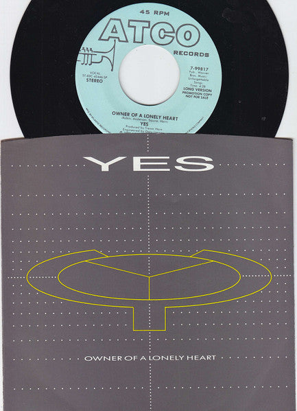 Yes : Owner Of A Lonely Heart (7", Single, Promo, SP-)