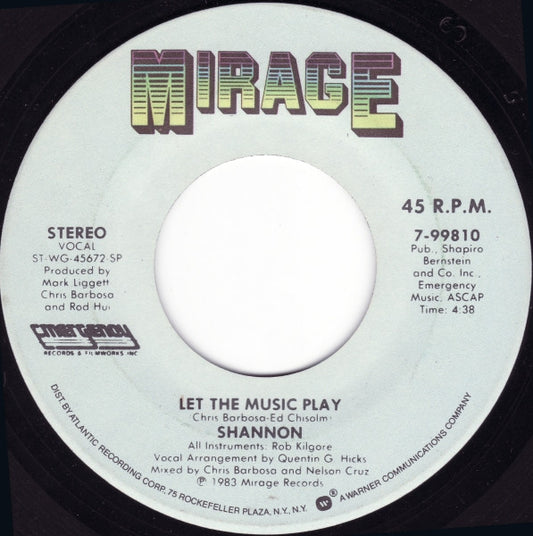 Shannon : Let The Music Play (7", SP )