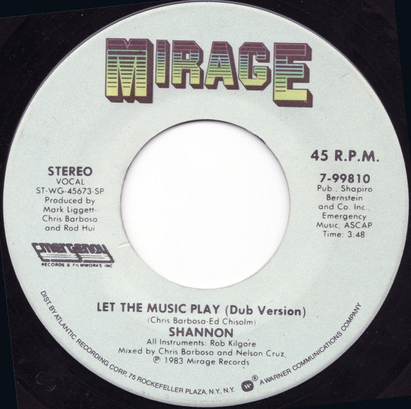 Shannon : Let The Music Play (7", SP )