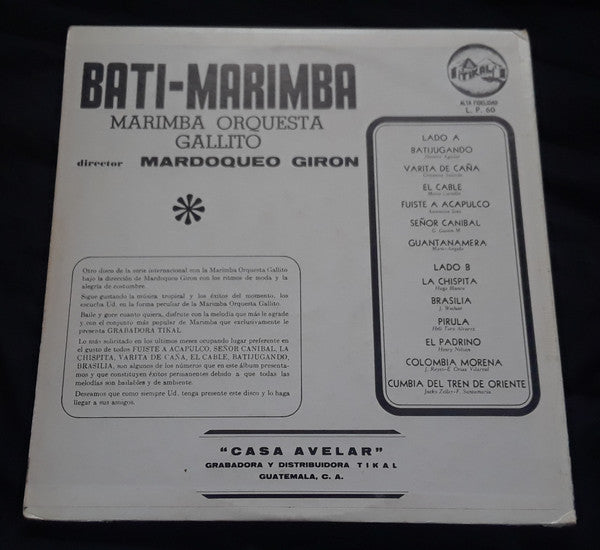 Marimba Orquesta Gallito : Bati-Marimba (LP, Album)