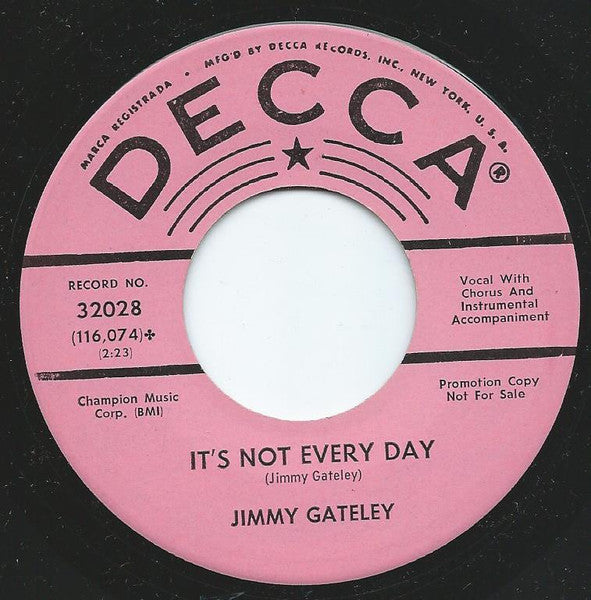 Jimmy Gateley : Sticks And Stones / It's Not Every Day (7", Single, Promo)