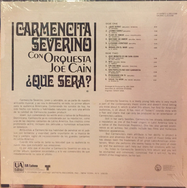 Carmencita Severino Con Orquesta Joe Cain : Que Sera? (LP, Album)