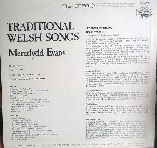 Meredydd Evans : Traditional Welsh Songs (LP)