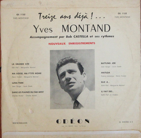 Yves Montand : 13 Ans Déjà!... Yves Montand (10", Album)