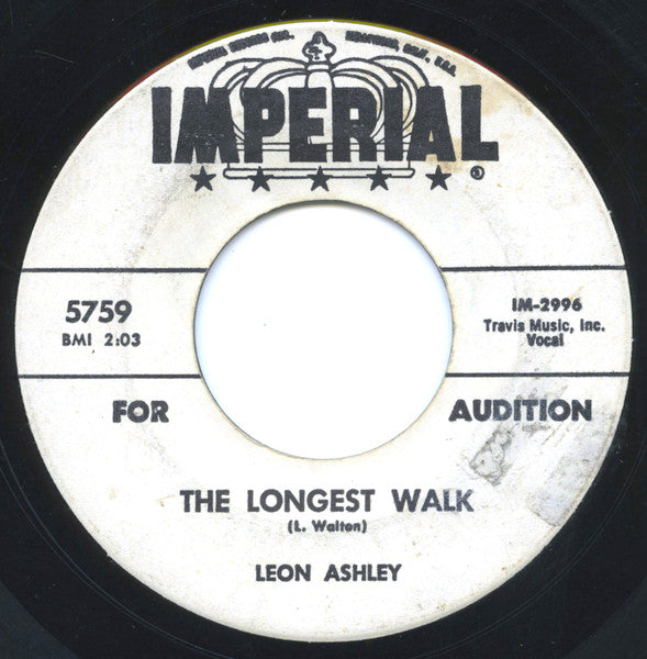 Leon Ashley : The Longest Walk / Teenage Angel (7", Promo)
