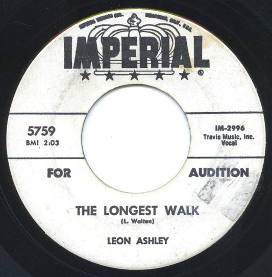 Leon Ashley : The Longest Walk / Teenage Angel (7", Promo)
