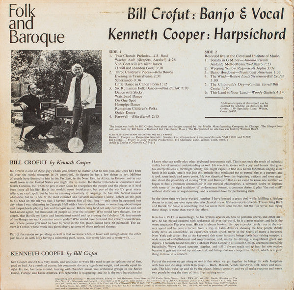 Bill Crofut, Kenneth Cooper : Folk And Baroque (LP, Album)