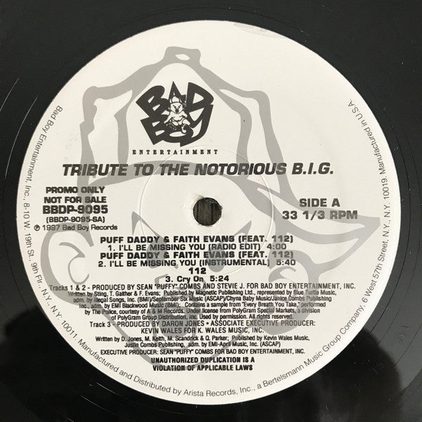 Puff Daddy & Faith Evans / 112 / The Lox : Tribute To The Notorious B.I.G. (12", Promo)