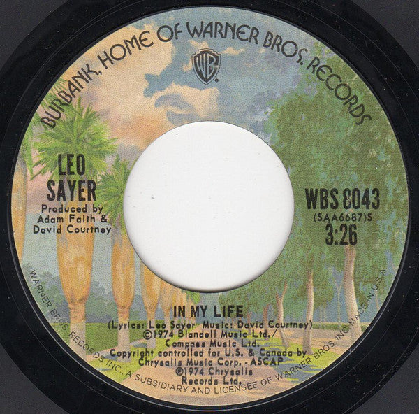 Leo Sayer : Long Tall Glasses (7", Single, Styrene, Ter)