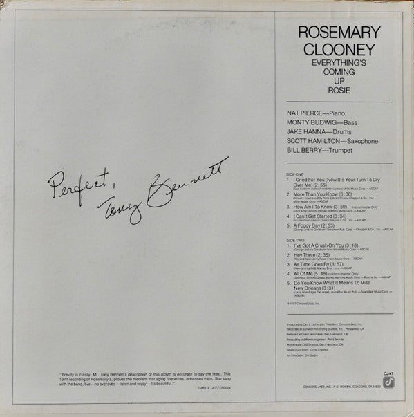 Rosemary Clooney : Everything's Coming Up Rosie (LP, Album)