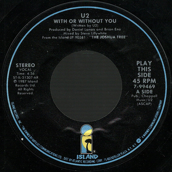 U2 : With Or Without You (7", Single, AR-)