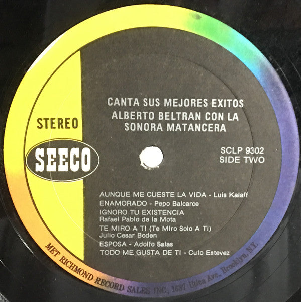 Alberto Beltrán Con La Sonora Matancera : Canta Sus Mejores Exitos (LP, Album)