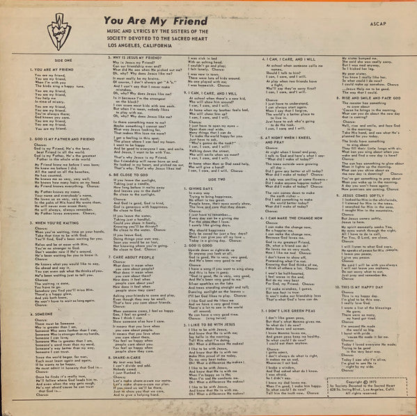 The Sacred Heart Sisters : You Are My Friend (LP, Album)