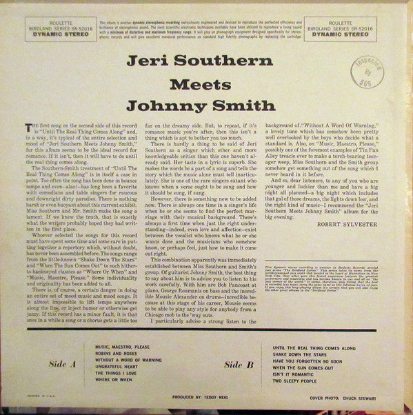 Jeri Southern And Johnny Smith : Jeri Southern Meets Johnny Smith (LP, Album)