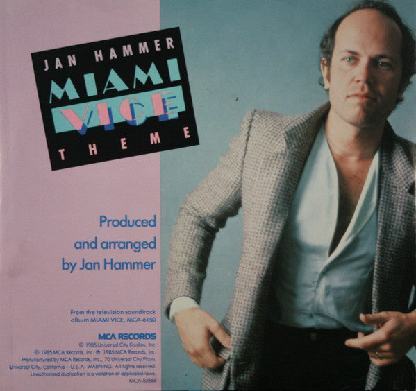 Jan Hammer : Miami Vice Theme (7", Single, Pin)