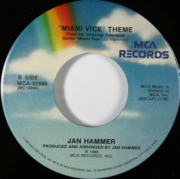 Jan Hammer : Miami Vice Theme (7", Single, Pin)