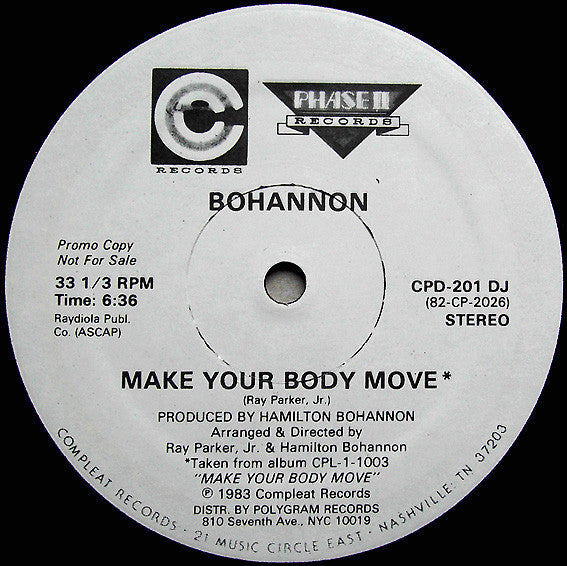 Bohannon* : Make Your Body Move (12", Promo)