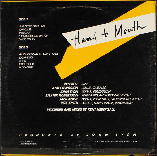 Rick Smith Band : Hand To Mouth (LP, Album)